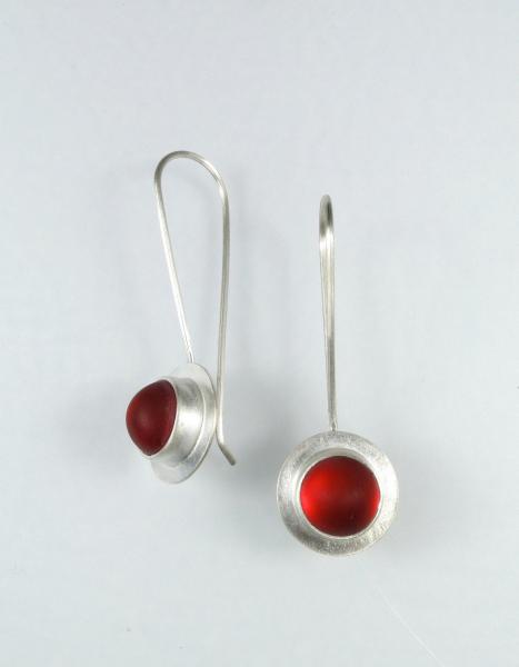 Raindrop Earrings in Silver and Red picture