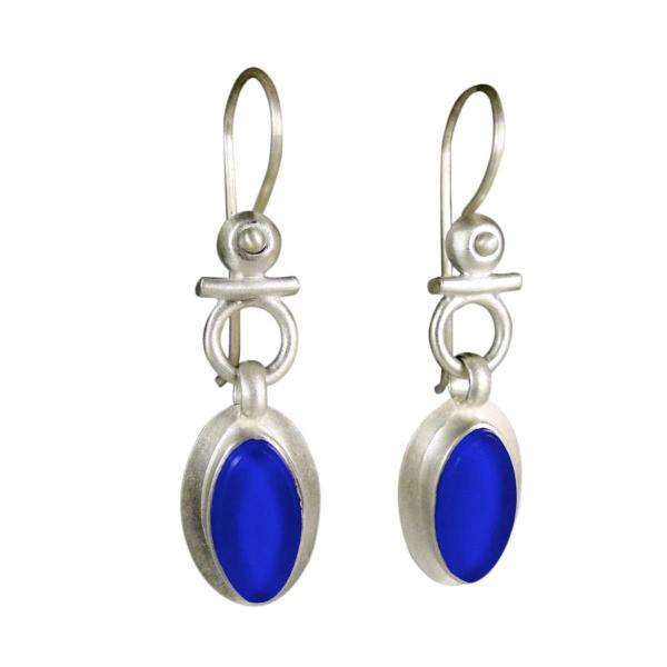 Egyptian Leaf Earrings in Azure Glass picture