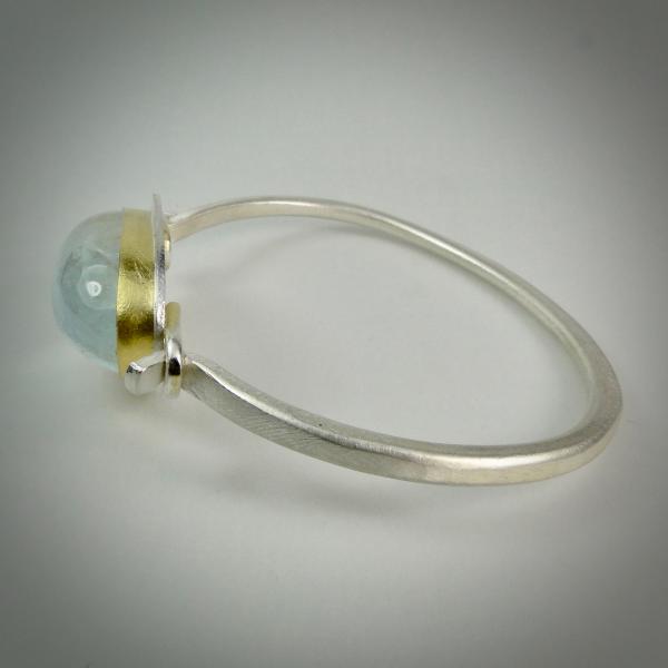 Aquamarine Bangle Bracelet Sterling Silver with 22K Gold Bezel picture