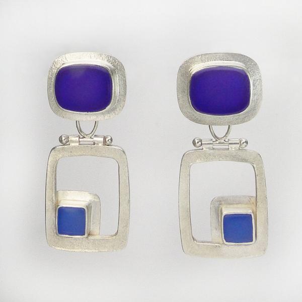 Modern Hinged Earrings in Cobalt and Periwinkle picture