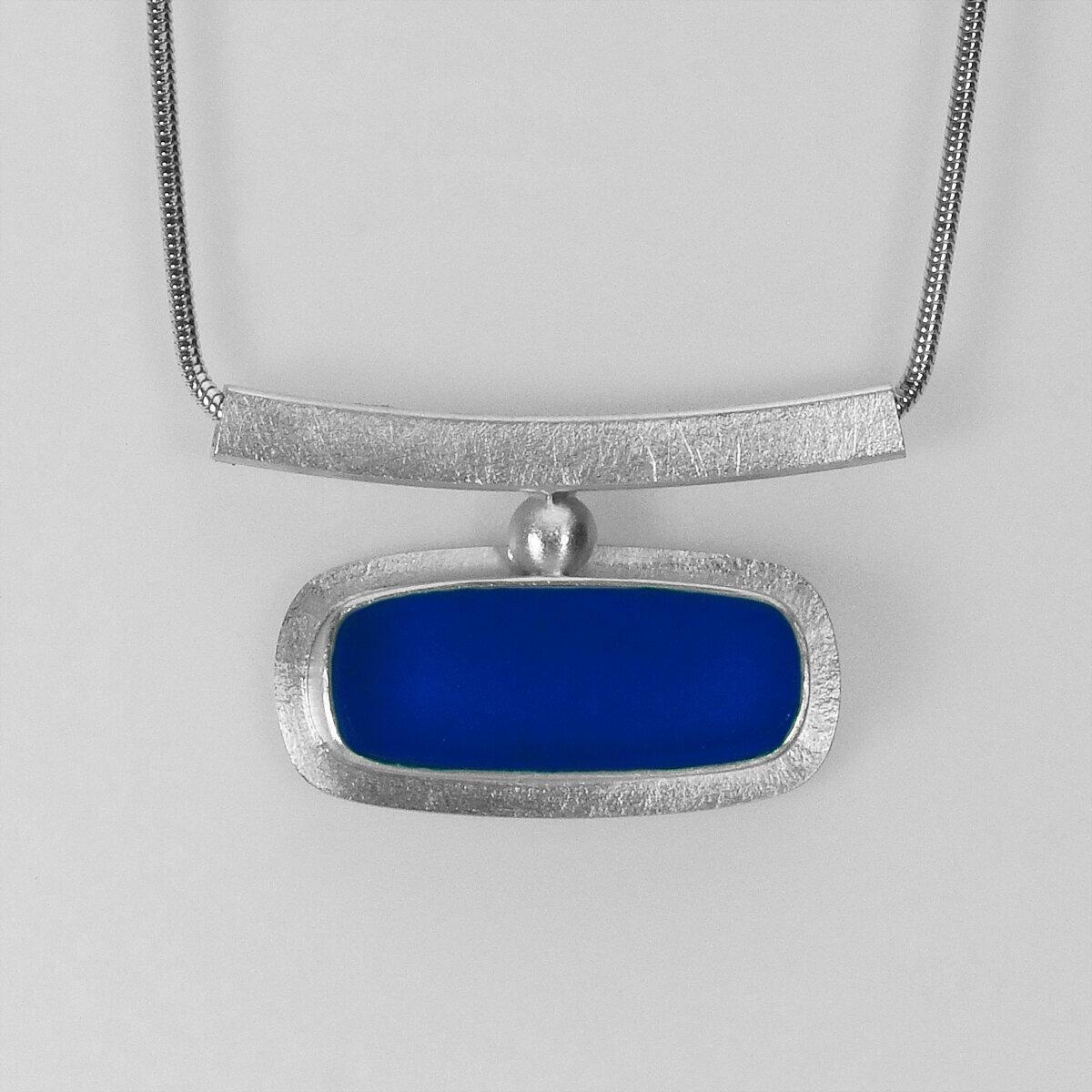 Horizon Necklace with Vintage Glass in Silver picture