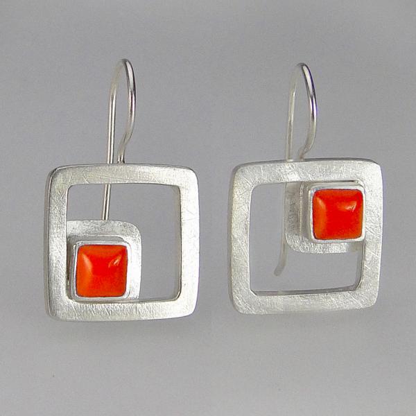 Modern Square Earrings in Coral picture