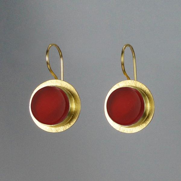 Classica Earrings in Gold with Red Traffic Light Glass