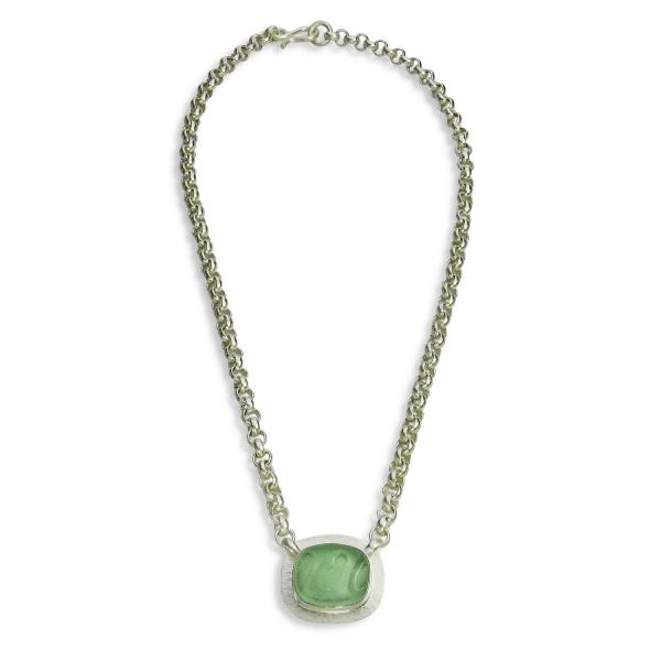 The Original Beach Glass Necklace in Coke Bottle Green