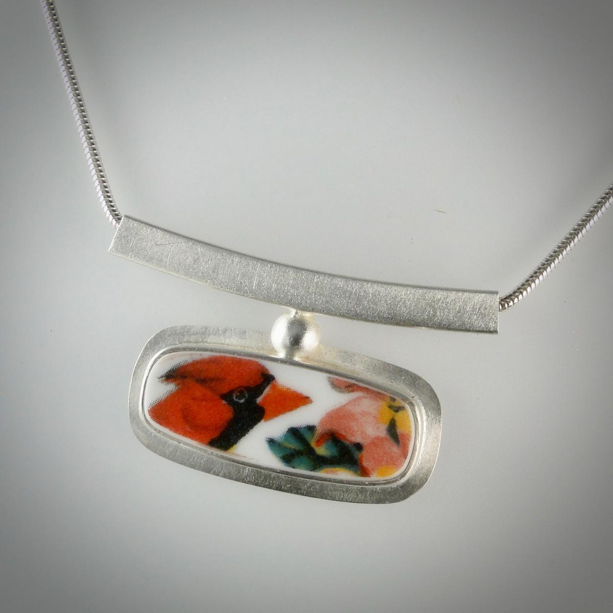 Cardinal and Dogwood Flowers Horizon Necklace picture