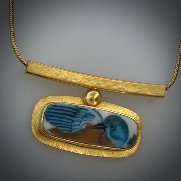 Blue Bird Horizon Necklace in Gold