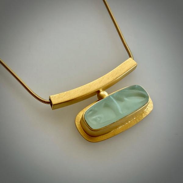 Horizon Necklace in Vintage Green Glass picture