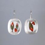Flower Bud Earrings in Silver with Vintage Porcelain