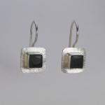Small Square Wire Earrings in Black and Silver