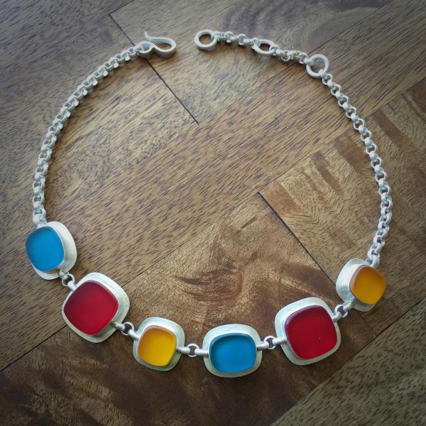 Traffic Light Squares Necklace
