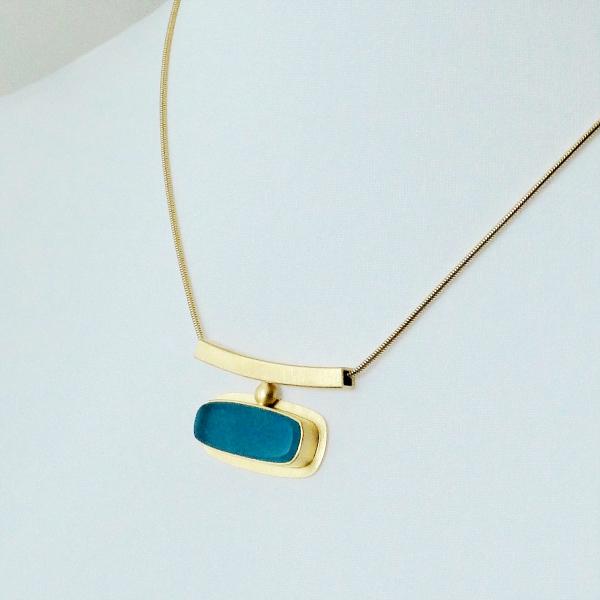 Horizon Necklace in Sea Green and Gold picture