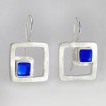 Modern Square Earrings in Sapphire