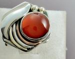 Hexagonal Table Ring with Carnelian