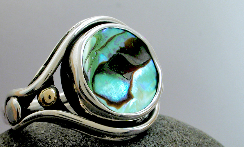 Abalone silver & gold ring picture