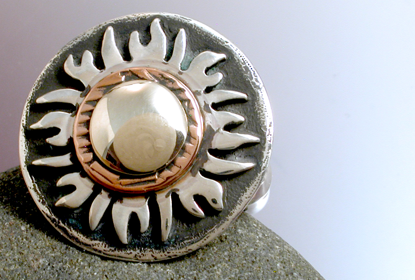 Mixed Metal Sunburst Ring