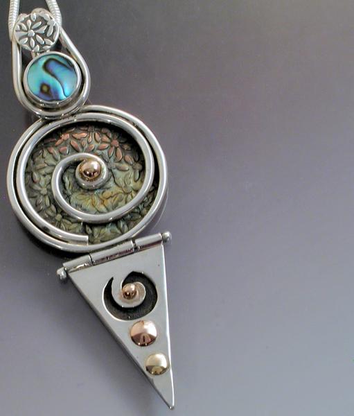 Mixed Metal Hinged Pendant with Abalone picture