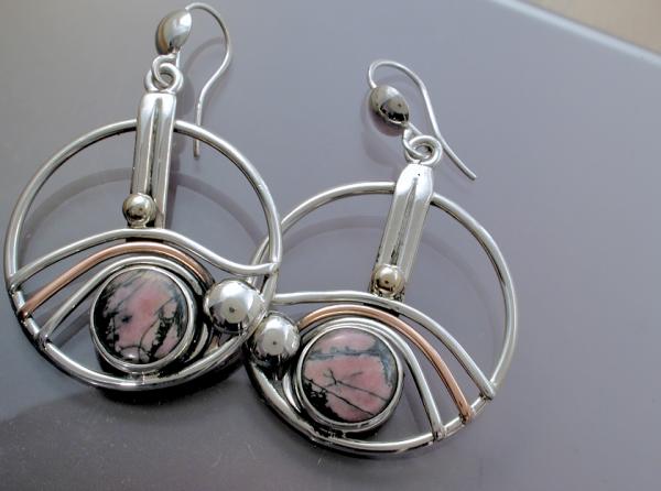 Circular Rhodonite Earrings