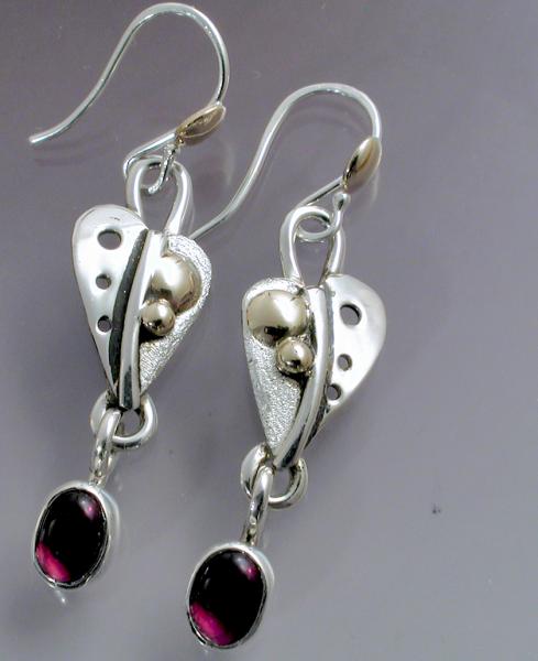 Heart Earrings with Amethyst Drop picture