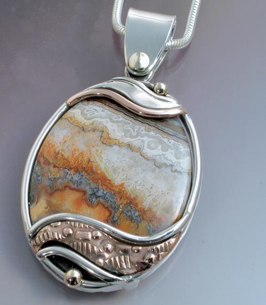 A Mixed Metal with A Crazy Lace Agate