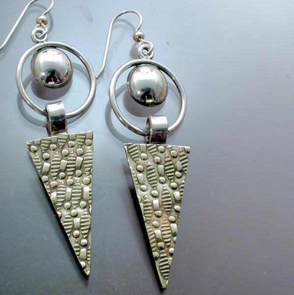 Mixed Metal Triangular Earring