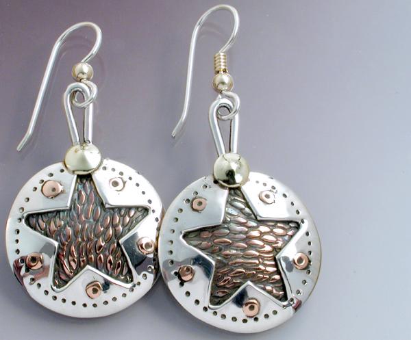 Silver & Copper Overlaid Earrings
