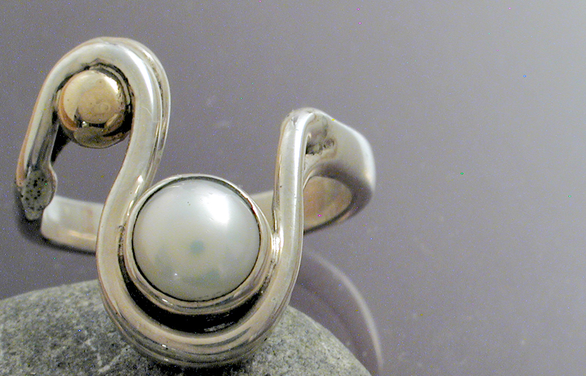 Pearl Silver & Gold Ring