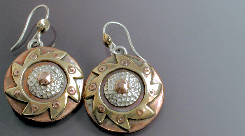 Spinning Sun Multi Metal Earrings picture