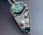 Mixed metal Abalone Textured Pendant