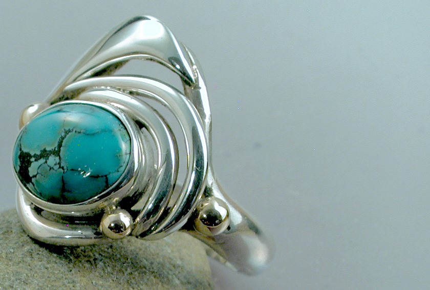 Turqoise Silver & Gold Ring