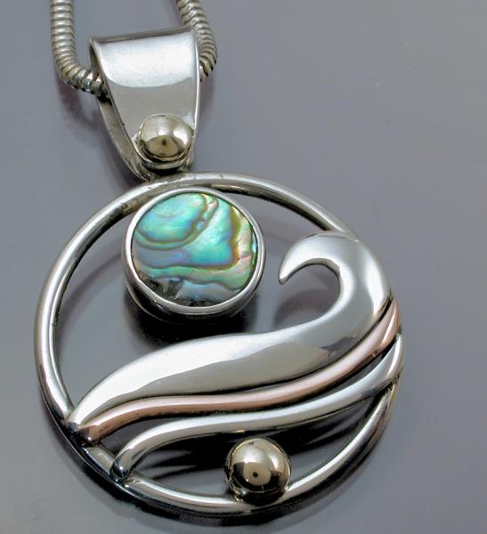 Circle Wave Abalone Pendant