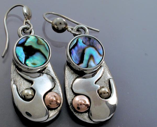 Abalone Cut Shape Teardrop Earrings