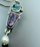 Abalone, Charoite & Pearl Pendant