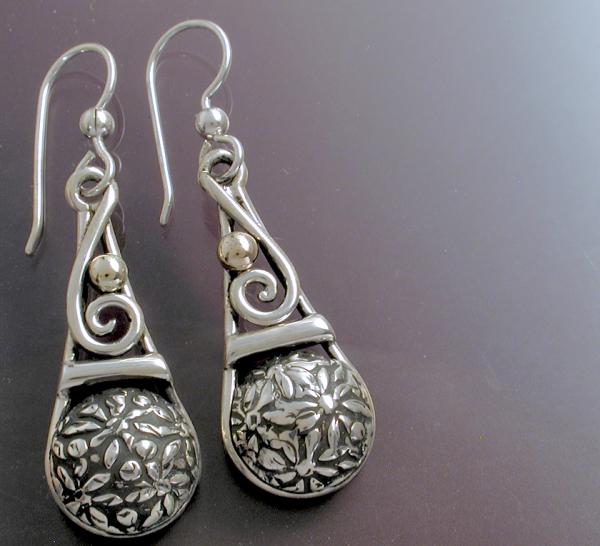 Earrings with Spiral & Textured Dome picture