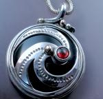 Black Ones Behind Pendant with Garnet