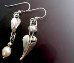 Asymmetrical Pearl Leaf Earrings