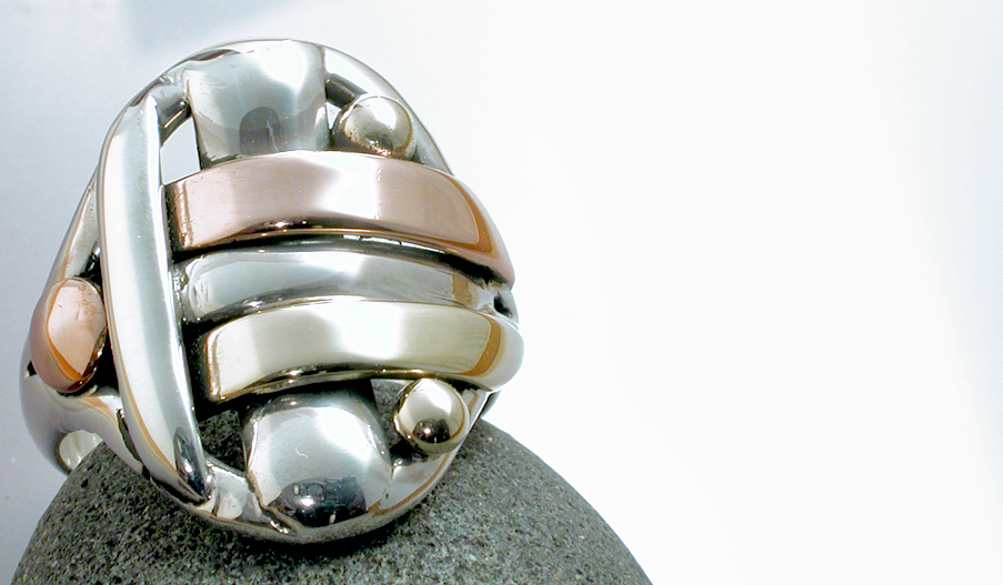Mixed Metal Overlapping Ring