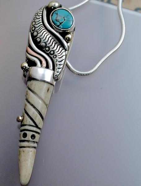 Antler Tip & Turquoise Pendant picture