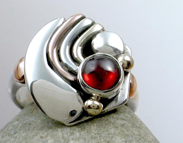 Garnet Mixed Metal Ring