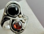Black Onyx & Garnet Ring
