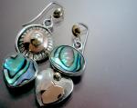 Asymmetrical Abalone Heart Earrings