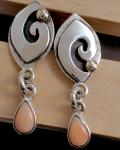 Silver & Gold Earrings with Pink Coral