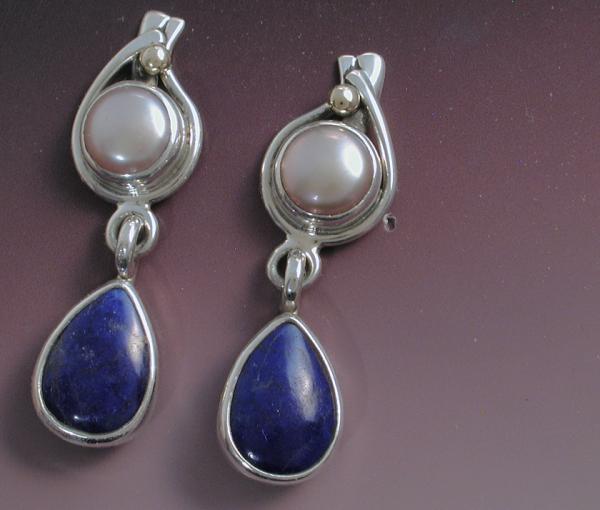 Lapis & Pearl Earrings