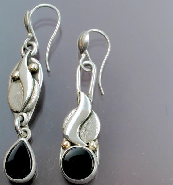 Asymmetrical Black Onyx Earrings