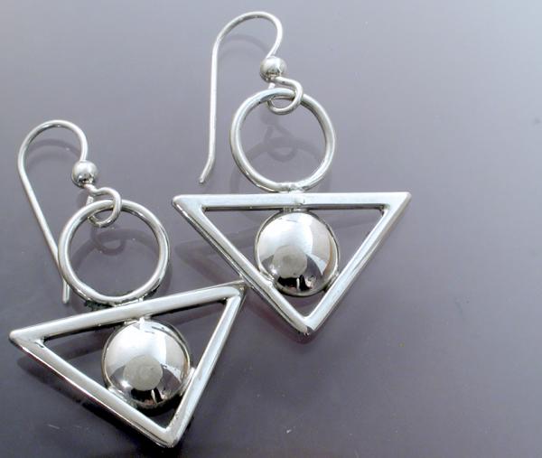 Triangular Silver Earrings