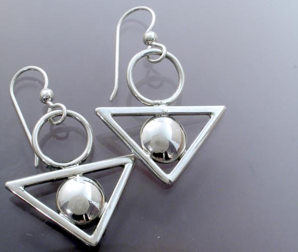 Triangular Silver Earrings picture