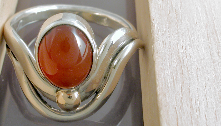 Carnelian Silver & gold ring picture