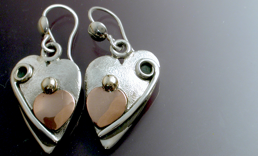 Heart on Heart Mixed Metal Earrings picture