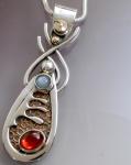 Layered Mixed Metal Pendant with garnet & moonstone