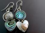 Abalone Asymmetrical Heart Earrings