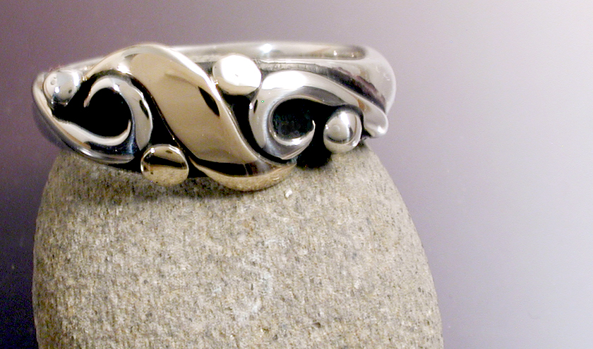 Silver & Gold Cross Flow Ring